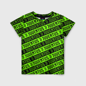 Детская футболка 3D с принтом Juventus green pattern sport в Тюмени, 100% гипоаллергенный полиэфир | прямой крой, круглый вырез горловины, длина до линии бедер, чуть спущенное плечо, ткань немного тянется | 