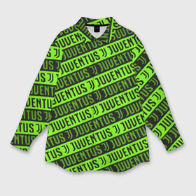 Мужская рубашка oversize 3D с принтом Juventus green pattern sport в Новосибирске,  |  | 