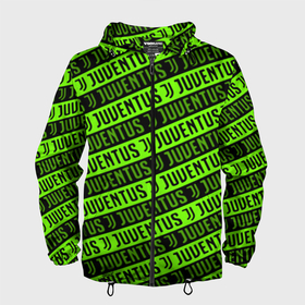 Мужская ветровка 3D с принтом Juventus green pattern sport в Петрозаводске, 100% полиэстер | подол и капюшон оформлены резинкой с фиксаторами, два кармана без застежек по бокам, один потайной карман на груди | 
