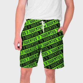 Мужские шорты 3D с принтом Juventus green pattern sport в Петрозаводске,  полиэстер 100% | прямой крой, два кармана без застежек по бокам. Мягкая трикотажная резинка на поясе, внутри которой широкие завязки. Длина чуть выше колен | 