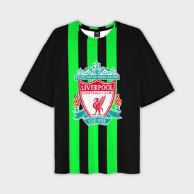 Мужская футболка oversize 3D с принтом Liverpool line green ,  |  | 