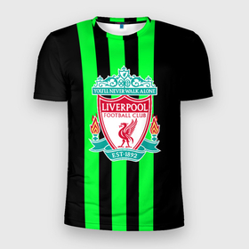 Мужская футболка 3D Slim с принтом Liverpool line green , 100% полиэстер с улучшенными характеристиками | приталенный силуэт, круглая горловина, широкие плечи, сужается к линии бедра | 