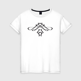 Женская футболка хлопок с принтом Каллиграфические узорные линии в Екатеринбурге, 100% хлопок | прямой крой, круглый вырез горловины, длина до линии бедер, слегка спущенное плечо | 