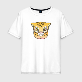 Мужская футболка хлопок Oversize с принтом Забавный маленький гепард в Курске, 100% хлопок | свободный крой, круглый ворот, “спинка” длиннее передней части | 