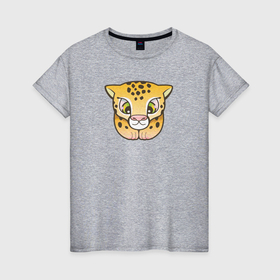 Женская футболка хлопок с принтом Забавный маленький гепард в Кировске, 100% хлопок | прямой крой, круглый вырез горловины, длина до линии бедер, слегка спущенное плечо | 