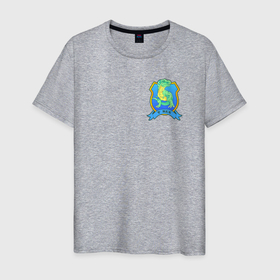 Мужская футболка хлопок с принтом Тираннозавр герб в Петрозаводске, 100% хлопок | прямой крой, круглый вырез горловины, длина до линии бедер, слегка спущенное плечо. | 