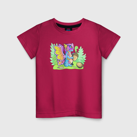 Детская футболка хлопок с принтом Дракон бабочка в Санкт-Петербурге, 100% хлопок | круглый вырез горловины, полуприлегающий силуэт, длина до линии бедер | 