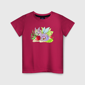 Детская футболка хлопок с принтом Вишнёвый дракон , 100% хлопок | круглый вырез горловины, полуприлегающий силуэт, длина до линии бедер | 
