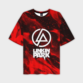 Мужская футболка oversize 3D с принтом Linkin park красный огонь ,  |  | 