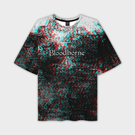 Мужская футболка oversize 3D с принтом Bloodborn souls глитч краски ,  |  | Тематика изображения на принте: 
