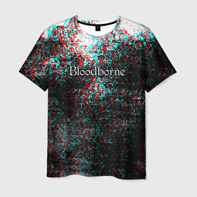 Мужская футболка 3D с принтом Bloodborn souls глитч краски , 100% полиэфир | прямой крой, круглый вырез горловины, длина до линии бедер | Тематика изображения на принте: 