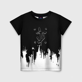 Детская футболка 3D с принтом Doom logo краски в Петрозаводске, 100% гипоаллергенный полиэфир | прямой крой, круглый вырез горловины, длина до линии бедер, чуть спущенное плечо, ткань немного тянется | 