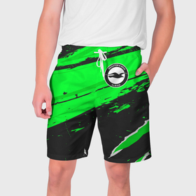 Мужские шорты 3D с принтом Brighton sport green в Санкт-Петербурге,  полиэстер 100% | прямой крой, два кармана без застежек по бокам. Мягкая трикотажная резинка на поясе, внутри которой широкие завязки. Длина чуть выше колен | Тематика изображения на принте: 