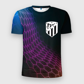 Мужская футболка 3D Slim с принтом Atletico Madrid футбольная сетка в Кировске, 100% полиэстер с улучшенными характеристиками | приталенный силуэт, круглая горловина, широкие плечи, сужается к линии бедра | 