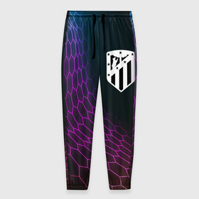 Мужские брюки 3D с принтом Atletico Madrid футбольная сетка в Петрозаводске, 100% полиэстер | манжеты по низу, эластичный пояс регулируется шнурком, по бокам два кармана без застежек, внутренняя часть кармана из мелкой сетки | 
