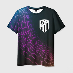Мужская футболка 3D с принтом Atletico Madrid футбольная сетка в Санкт-Петербурге, 100% полиэфир | прямой крой, круглый вырез горловины, длина до линии бедер | 