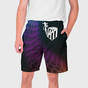 Мужские шорты 3D с принтом Atletico Madrid футбольная сетка в Санкт-Петербурге,  полиэстер 100% | прямой крой, два кармана без застежек по бокам. Мягкая трикотажная резинка на поясе, внутри которой широкие завязки. Длина чуть выше колен | 