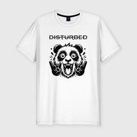Мужская футболка хлопок Slim с принтом Disturbed   rock panda в Курске, 92% хлопок, 8% лайкра | приталенный силуэт, круглый вырез ворота, длина до линии бедра, короткий рукав | 