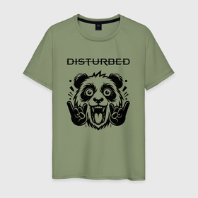 Мужская футболка хлопок с принтом Disturbed   rock panda в Тюмени, 100% хлопок | прямой крой, круглый вырез горловины, длина до линии бедер, слегка спущенное плечо. | Тематика изображения на принте: 