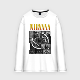 Мужской лонгслив oversize хлопок с принтом Nirvana kurt krist dave в Новосибирске,  |  | Тематика изображения на принте: 