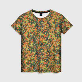 Женская футболка 3D с принтом Современный пятнистый камуфляж в Тюмени, 100% полиэфир ( синтетическое хлопкоподобное полотно) | прямой крой, круглый вырез горловины, длина до линии бедер | 