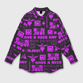 Мужская рубашка oversize 3D с принтом Bon Jovi neon pink rock в Курске,  |  | 