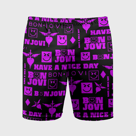 Мужские шорты спортивные с принтом Bon Jovi neon pink rock в Тюмени,  |  | 