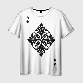 Мужская футболка 3D с принтом Буби масти из колоды карт в Екатеринбурге, 100% полиэфир | прямой крой, круглый вырез горловины, длина до линии бедер | 