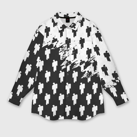 Мужская рубашка oversize 3D с принтом Billie Eilish pattern black в Курске,  |  | 