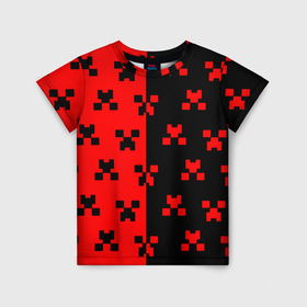 Детская футболка 3D с принтом Minecraft creeper logo в Тюмени, 100% гипоаллергенный полиэфир | прямой крой, круглый вырез горловины, длина до линии бедер, чуть спущенное плечо, ткань немного тянется | 