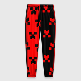 Мужские брюки 3D с принтом Minecraft creeper logo в Курске, 100% полиэстер | манжеты по низу, эластичный пояс регулируется шнурком, по бокам два кармана без застежек, внутренняя часть кармана из мелкой сетки | 
