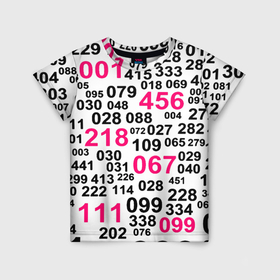 Детская футболка 3D с принтом Игра в кальмара паттерн чисел в Екатеринбурге, 100% гипоаллергенный полиэфир | прямой крой, круглый вырез горловины, длина до линии бедер, чуть спущенное плечо, ткань немного тянется | 
