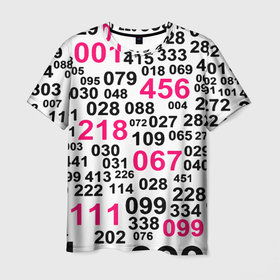 Мужская футболка 3D с принтом Игра в кальмара паттерн чисел в Екатеринбурге, 100% полиэфир | прямой крой, круглый вырез горловины, длина до линии бедер | 