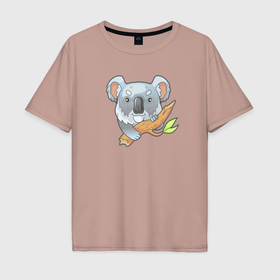 Мужская футболка хлопок Oversize с принтом Забавный коала в Санкт-Петербурге, 100% хлопок | свободный крой, круглый ворот, “спинка” длиннее передней части | Тематика изображения на принте: 