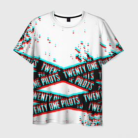 Мужская футболка 3D с принтом Twenty one pilots glitch music в Белгороде, 100% полиэфир | прямой крой, круглый вырез горловины, длина до линии бедер | 