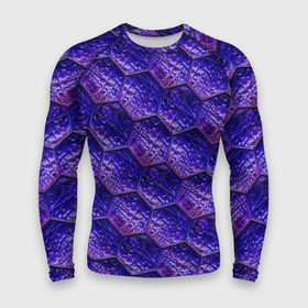 Мужской рашгард 3D с принтом Сине фиолетовая стеклянная мозаика. ,  |  | 