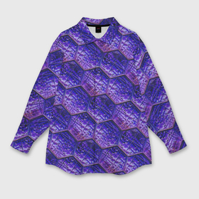 Мужская рубашка oversize 3D с принтом Сине фиолетовая стеклянная мозаика. ,  |  | 