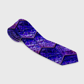 Галстук 3D с принтом Сине фиолетовая стеклянная мозаика. , 100% полиэстер | Длина 148 см; Плотность 150-180 г/м2 | 