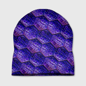 Шапка 3D с принтом Сине фиолетовая стеклянная мозаика. в Новосибирске, 100% полиэстер | универсальный размер, печать по всей поверхности изделия | 