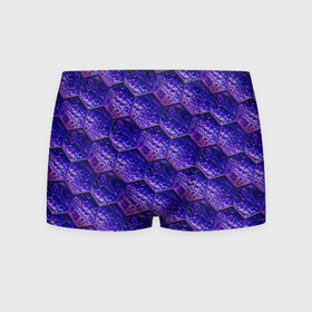 Мужские трусы 3D с принтом Сине фиолетовая стеклянная мозаика. , 50% хлопок, 50% полиэстер | классическая посадка, на поясе мягкая тканевая резинка | 