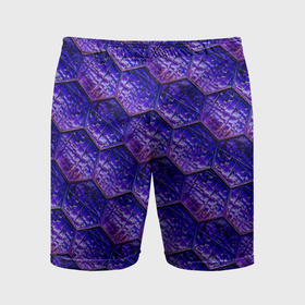 Мужские шорты спортивные с принтом Сине фиолетовая стеклянная мозаика. в Курске,  |  | 