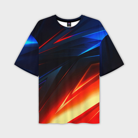 Мужская футболка oversize 3D с принтом Geometry stripes neon steel в Санкт-Петербурге,  |  | Тематика изображения на принте: 