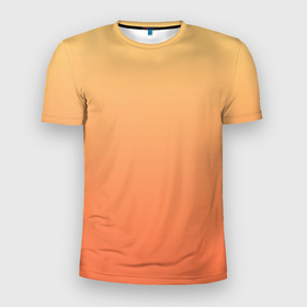Мужская футболка 3D Slim с принтом Градиент солнечный жёлто оранжевый приглушённый в Тюмени, 100% полиэстер с улучшенными характеристиками | приталенный силуэт, круглая горловина, широкие плечи, сужается к линии бедра | 