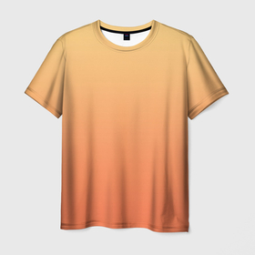 Мужская футболка 3D с принтом Градиент солнечный жёлто оранжевый приглушённый , 100% полиэфир | прямой крой, круглый вырез горловины, длина до линии бедер | 