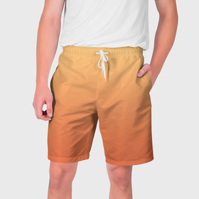 Мужские шорты 3D с принтом Градиент солнечный жёлто оранжевый приглушённый ,  полиэстер 100% | прямой крой, два кармана без застежек по бокам. Мягкая трикотажная резинка на поясе, внутри которой широкие завязки. Длина чуть выше колен | 