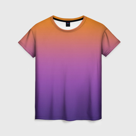 Женская футболка 3D с принтом Градиент оранжево фиолетовый в Кировске, 100% полиэфир ( синтетическое хлопкоподобное полотно) | прямой крой, круглый вырез горловины, длина до линии бедер | 