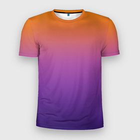Мужская футболка 3D Slim с принтом Градиент оранжево фиолетовый в Кировске, 100% полиэстер с улучшенными характеристиками | приталенный силуэт, круглая горловина, широкие плечи, сужается к линии бедра | 