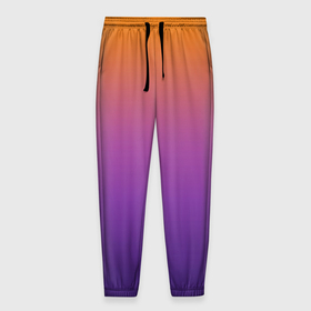 Мужские брюки 3D с принтом Градиент оранжево фиолетовый в Петрозаводске, 100% полиэстер | манжеты по низу, эластичный пояс регулируется шнурком, по бокам два кармана без застежек, внутренняя часть кармана из мелкой сетки | 