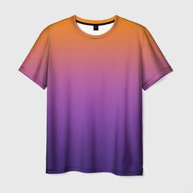 Мужская футболка 3D с принтом Градиент оранжево фиолетовый в Кировске, 100% полиэфир | прямой крой, круглый вырез горловины, длина до линии бедер | 