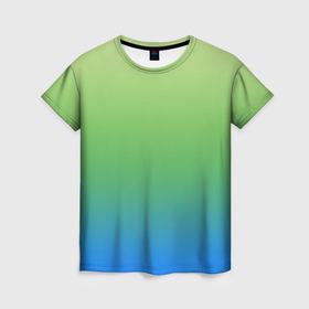 Женская футболка 3D с принтом Градиент зелёно голубой , 100% полиэфир ( синтетическое хлопкоподобное полотно) | прямой крой, круглый вырез горловины, длина до линии бедер | 